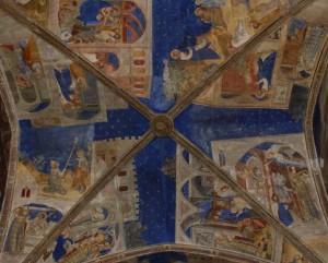 Plafond de la chapelle Saint Martial peint par Matteo Giovannetti entre 1344 et 1345. © Photographie Palais des Papes.